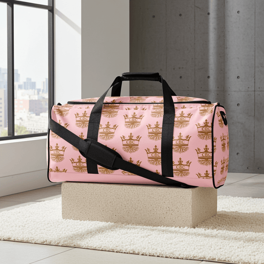 CBC Luxury Duffle Bag – Pink Crown Edition lifestyle product image featuring CBC design and brand styling.