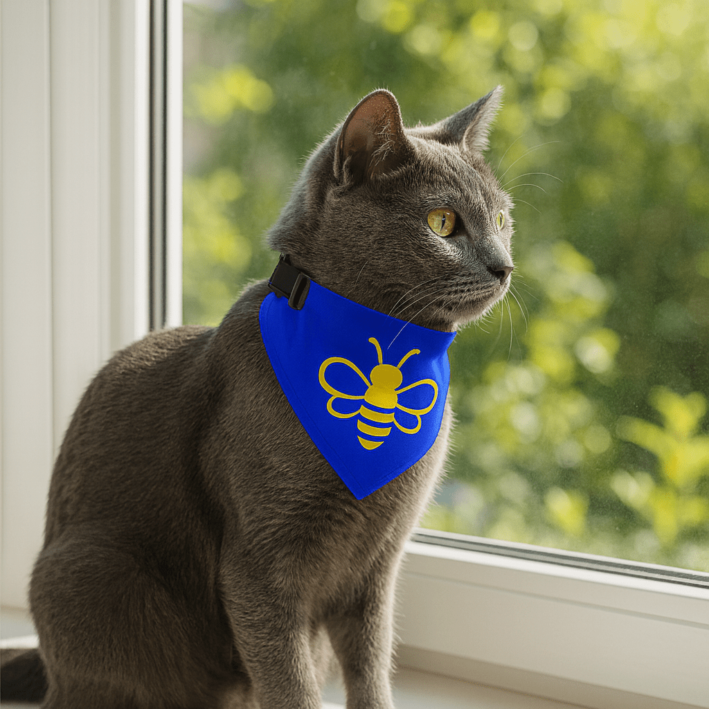 MHA Bee Inspired Pet Bandana (Blue) Collar – branded streetwear item