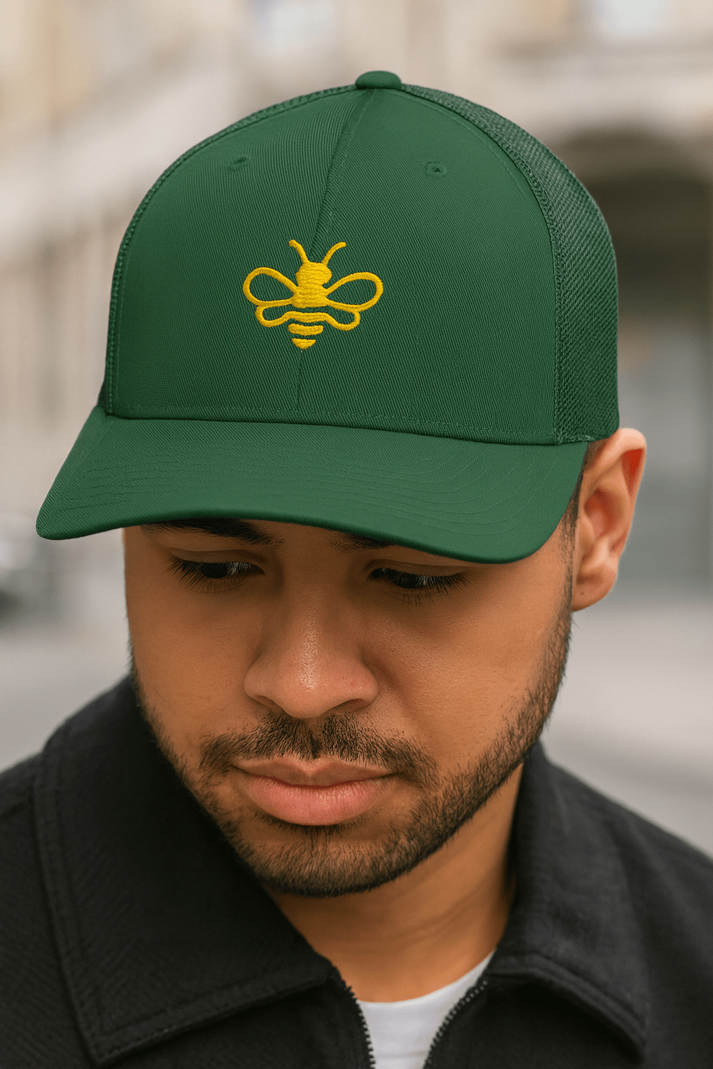 MHA Bee Inspired (EMB) Trucker – branded streetwear item