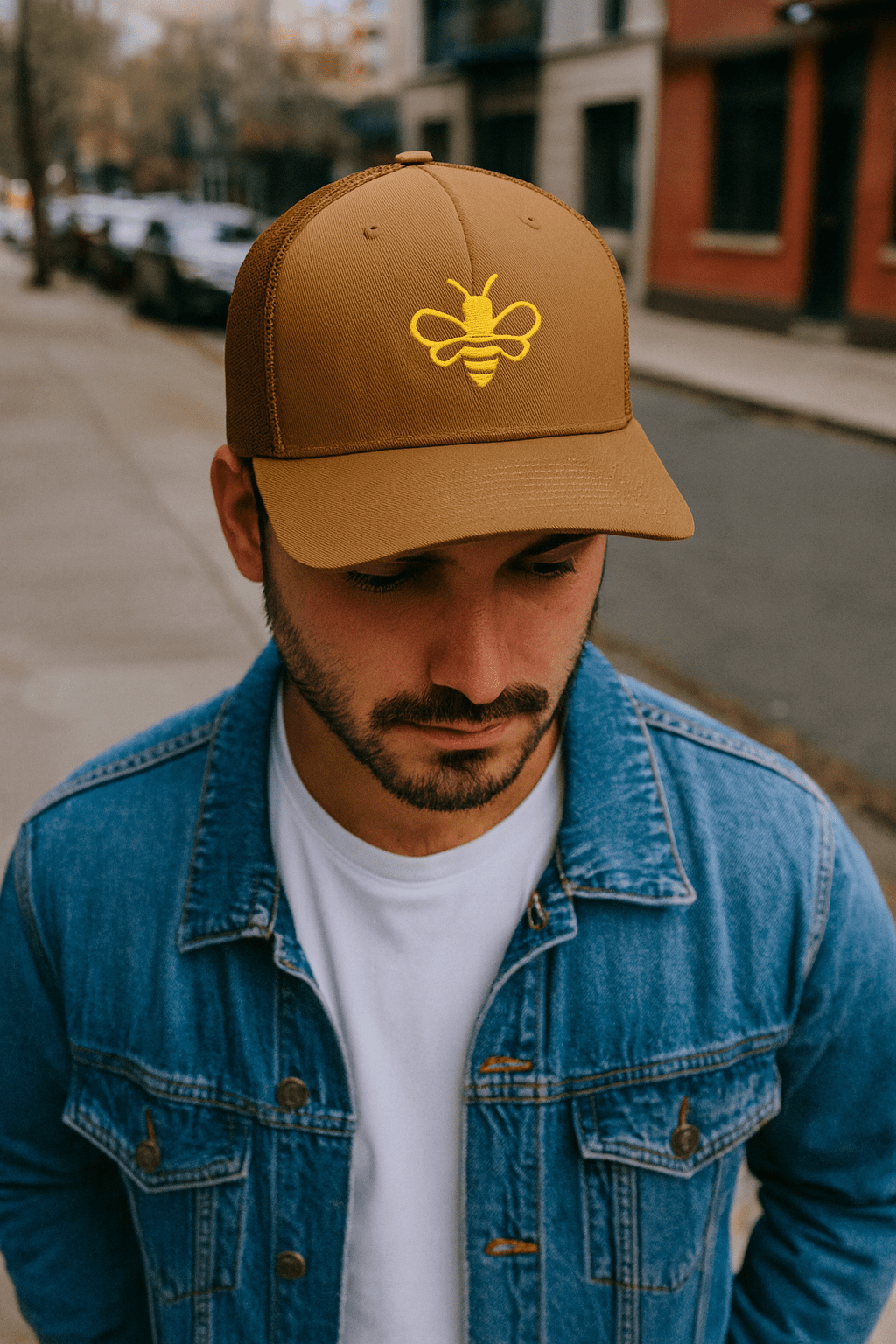 MHA Bee Inspired (EMB) Trucker – branded streetwear item
