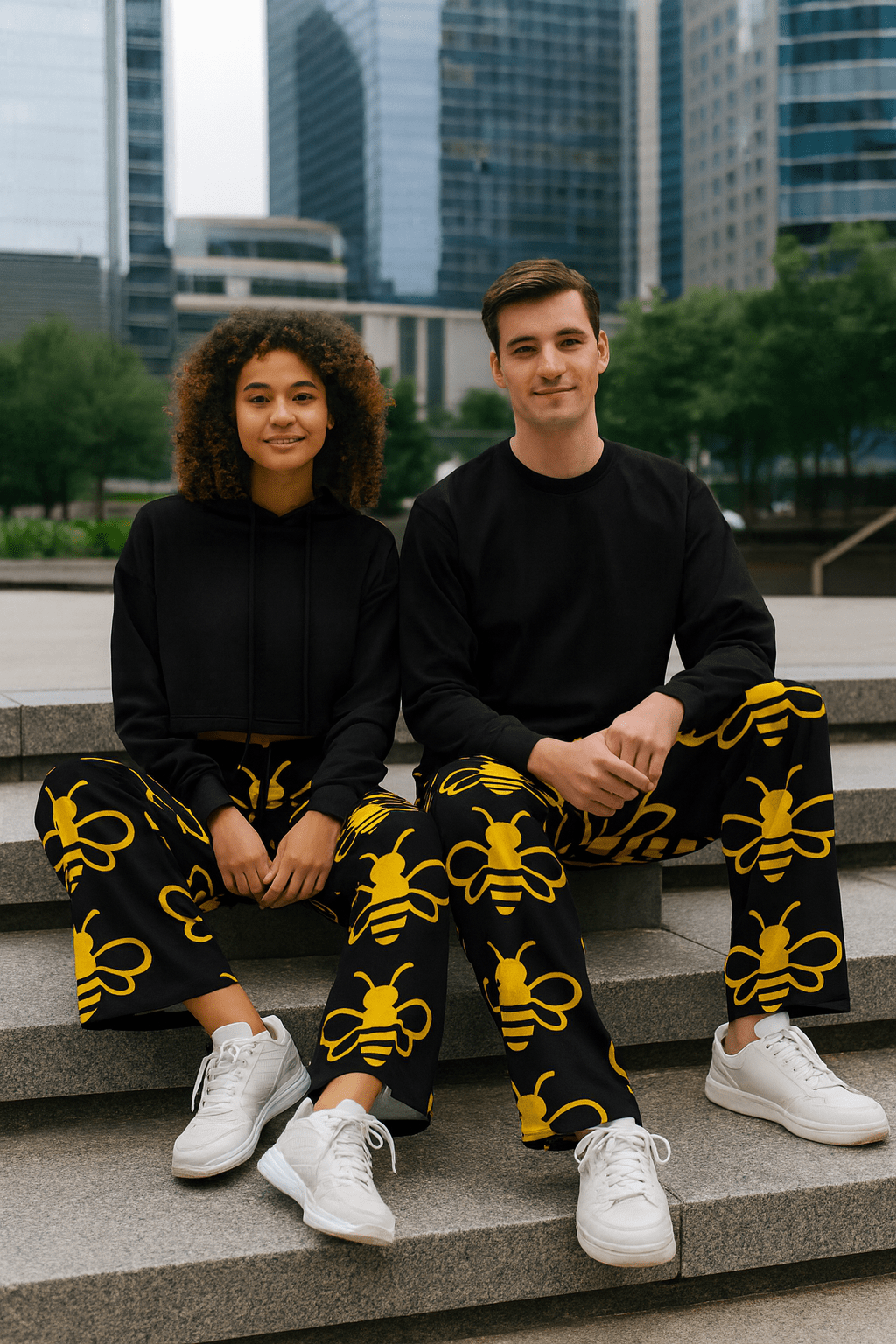 MHA Bee Inspired Wide-Leg (Black) Loungewear – branded streetwear item