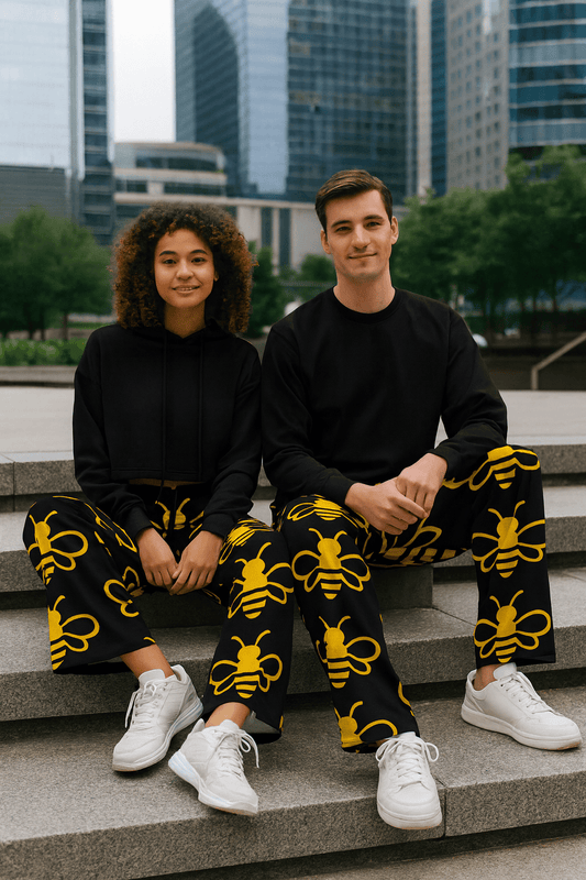 MHA Bee Inspired Wide-Leg (Black) Loungewear – branded streetwear item