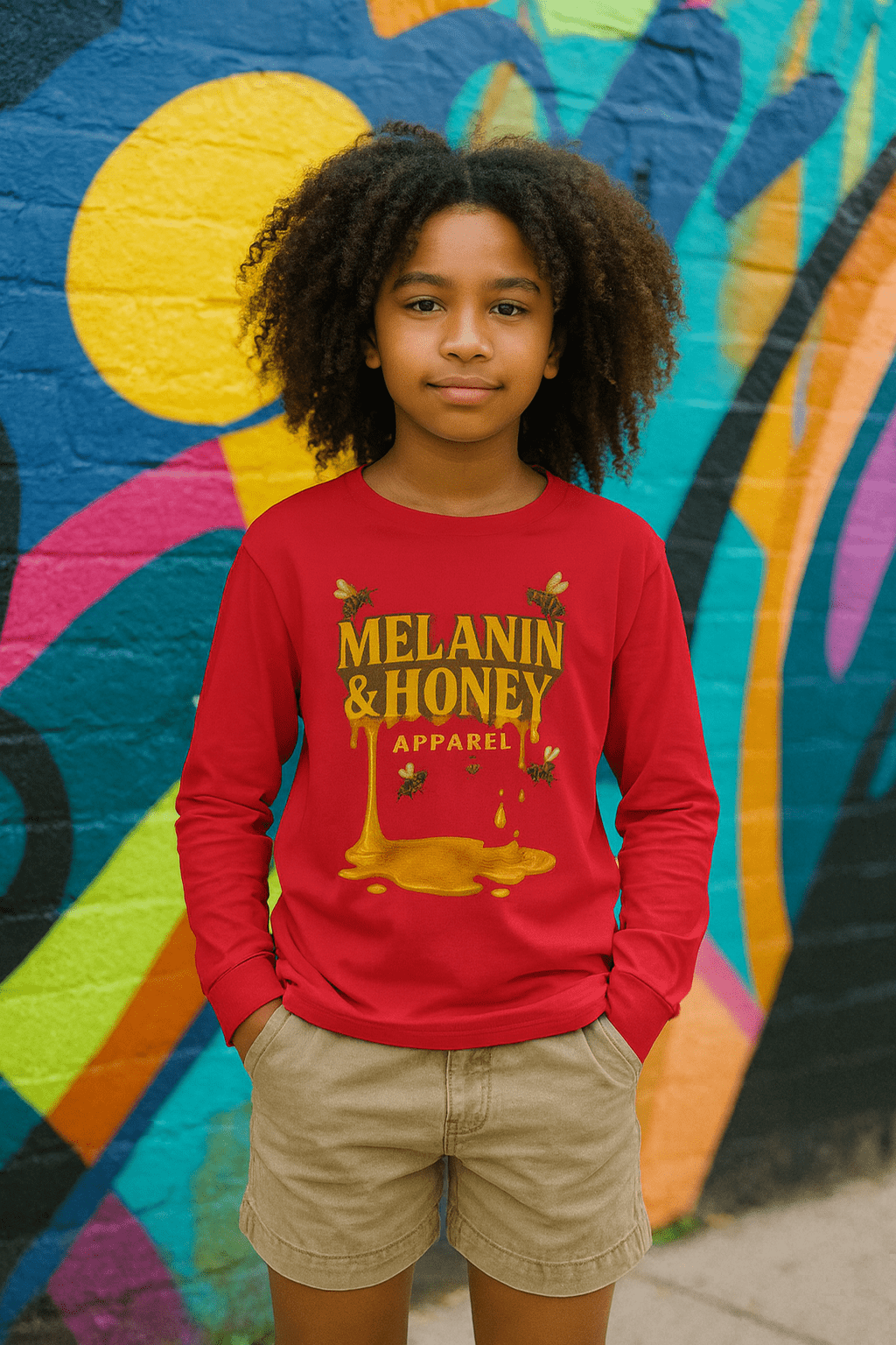 MHA Honey Drip Youth Long Sleeve T-Shirt – branded streetwear item