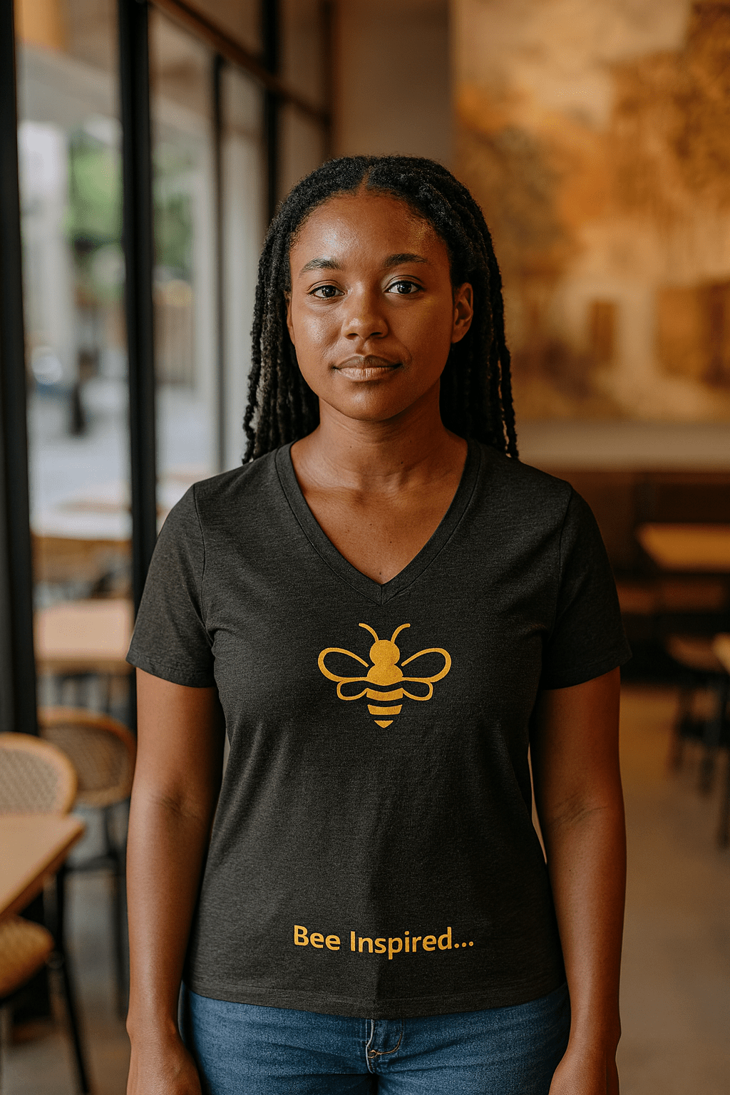 MHA Bee Inspired Women's V-Neck T-shirt – branded streetwear item