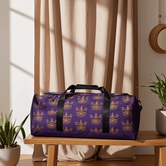 CBC Luxury Duffle Bag – Purple Crown Edition lifestyle product image featuring CBC design and brand styling. 