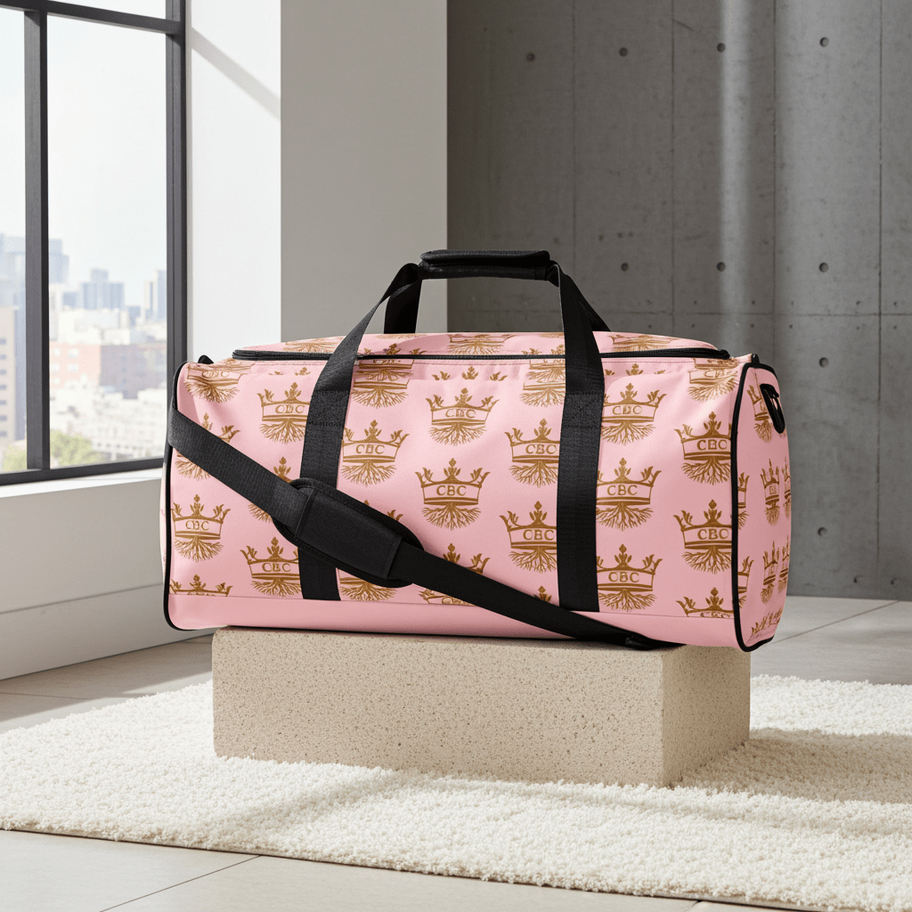 CBC Luxury Duffle Bag – Pink Crown Edition lifestyle product image featuring CBC design and brand styling.