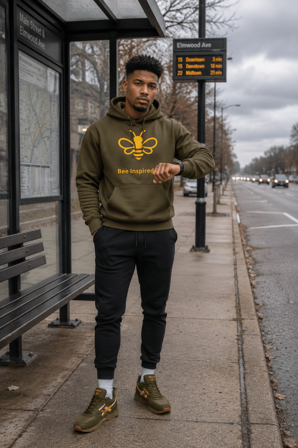 MHA Bee Inspired Hoodie featuring the signature Honey Bee design in a premium lifestyle look.