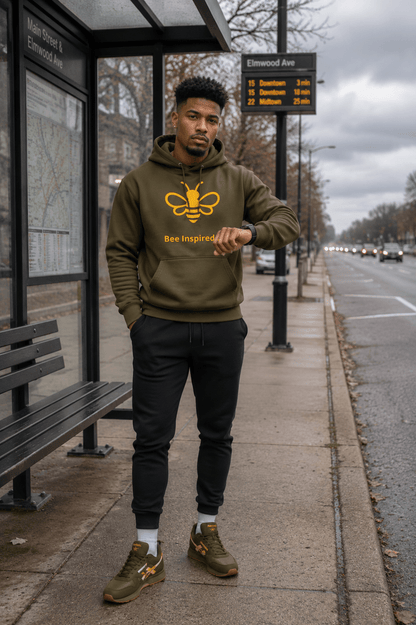 MHA Bee Inspired Hoodie featuring the signature Honey Bee design in a premium lifestyle look.