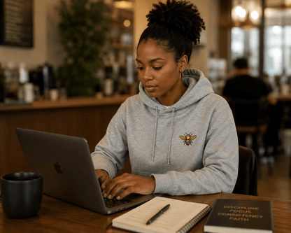 MHA Bee Classic Hoodie – Signature Edition lifestyle product image featuring MHA design and brand styling. 