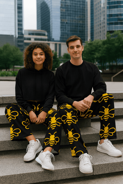 MHA Bee Inspired Wide-Leg (Black) Loungewear – branded streetwear item