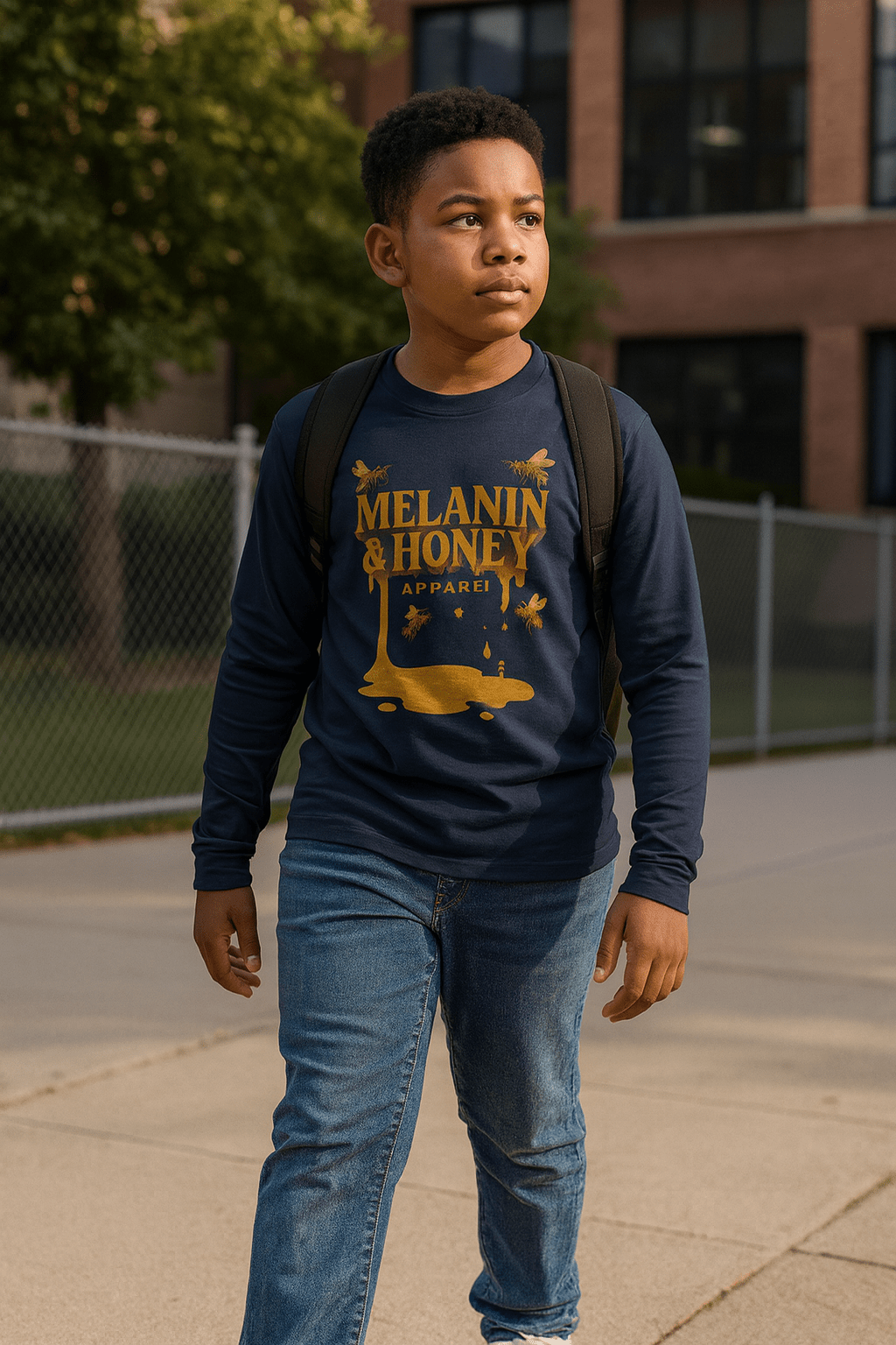 MHA Honey Drip Youth Long Sleeve T-Shirt – branded streetwear item