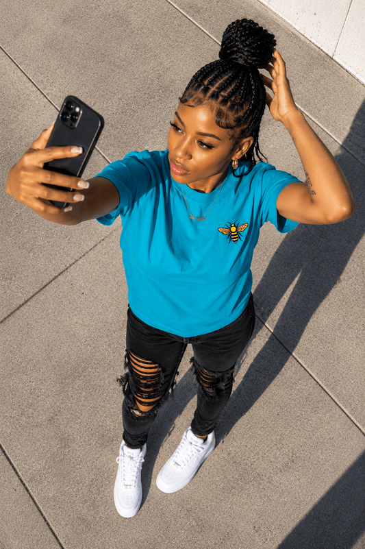 MHA Bee Classic Tee – Signature Edition lifestyle product image featuring MHA design and brand styling.