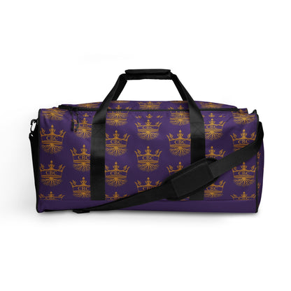 CBC Luxury Duffle Bag – Purple Crown Edition shown on a white background with gold crown detail.