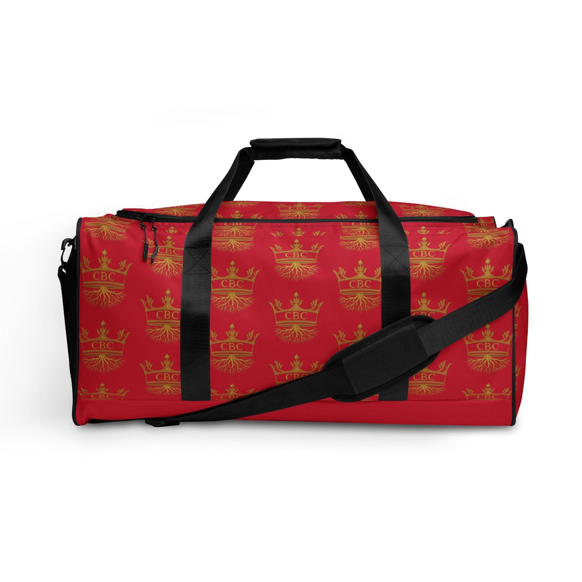 CBC Luxury Duffle Bag – Red Crown Edition shown on a white background with gold crown detail.