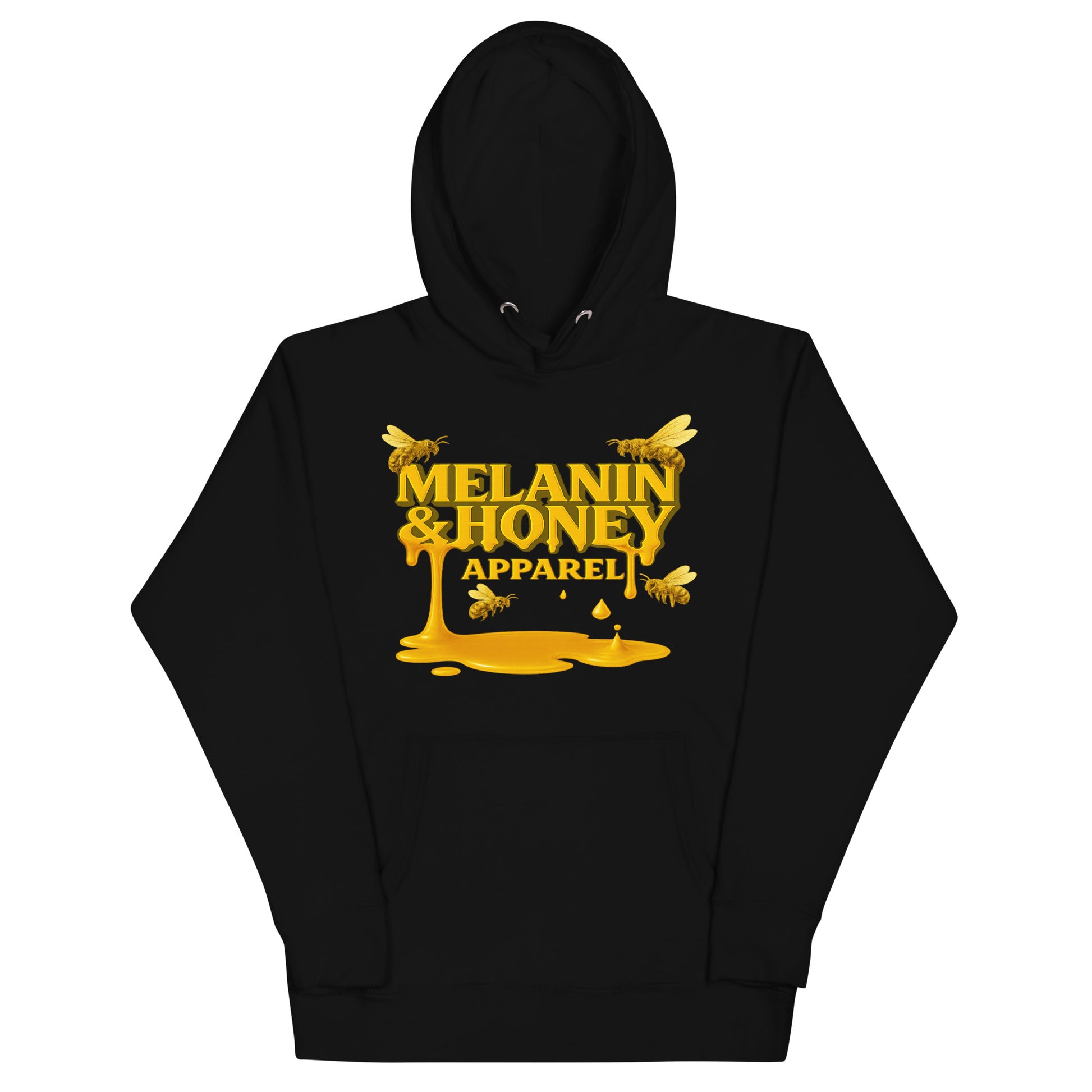 Front view of MHA Honey Drip Premium Hoodie Unisex featuring gold honey drip design