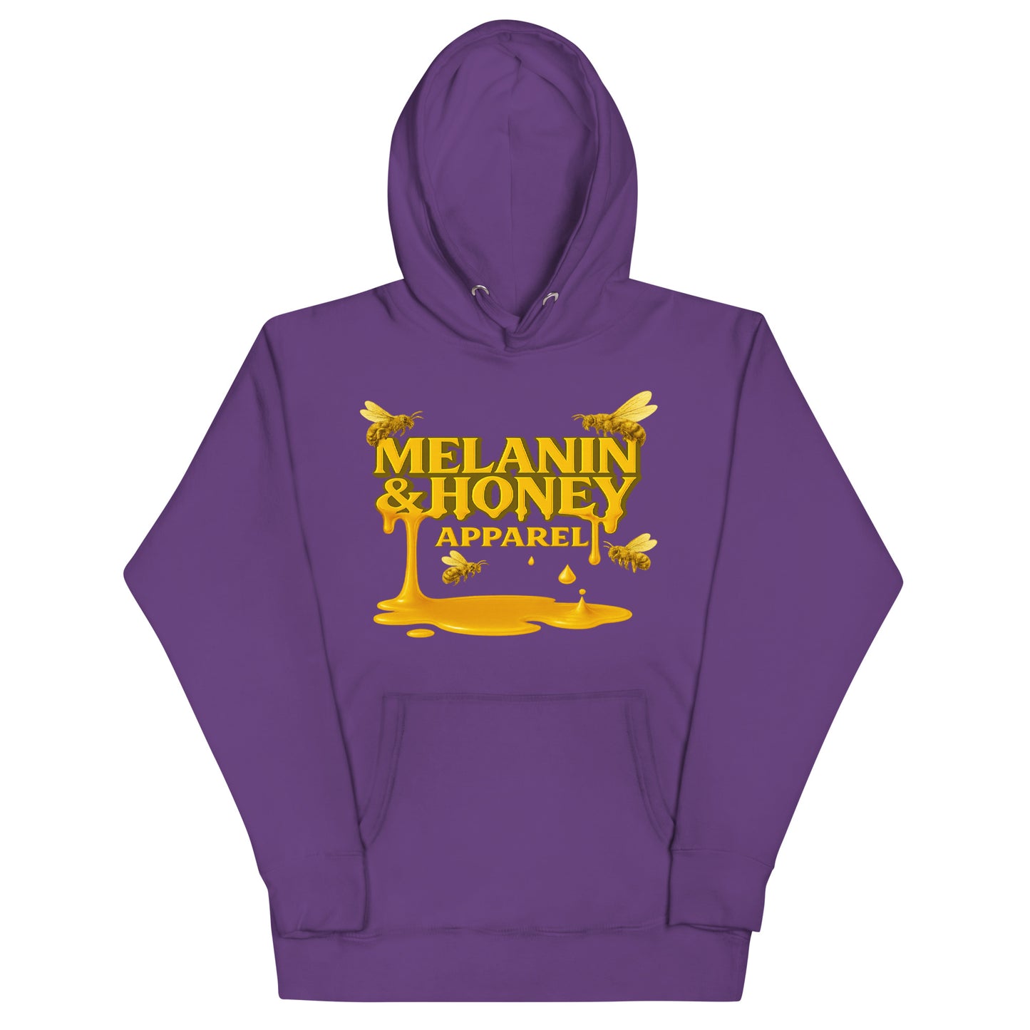 Front view of MHA Honey Drip Premium Hoodie Unisex featuring gold honey drip design