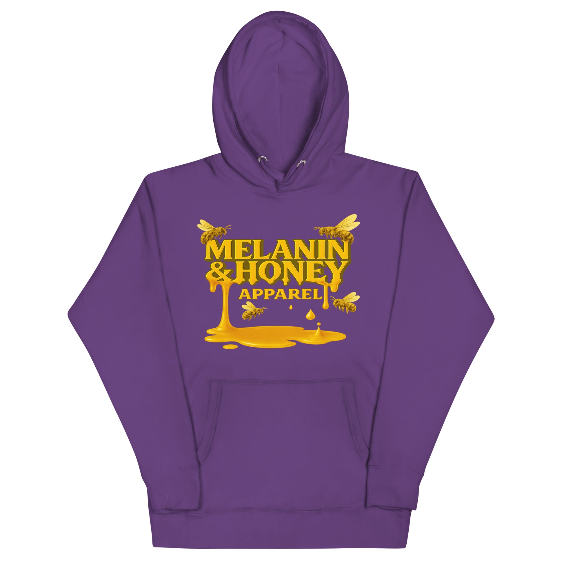 Front view of MHA Honey Drip Premium Hoodie Unisex featuring gold honey drip design