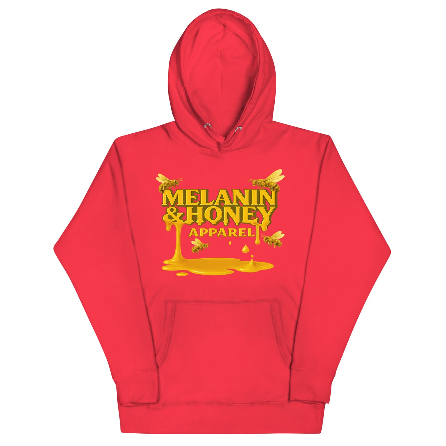 Front view of MHA Honey Drip Premium Hoodie Unisex featuring gold honey drip design