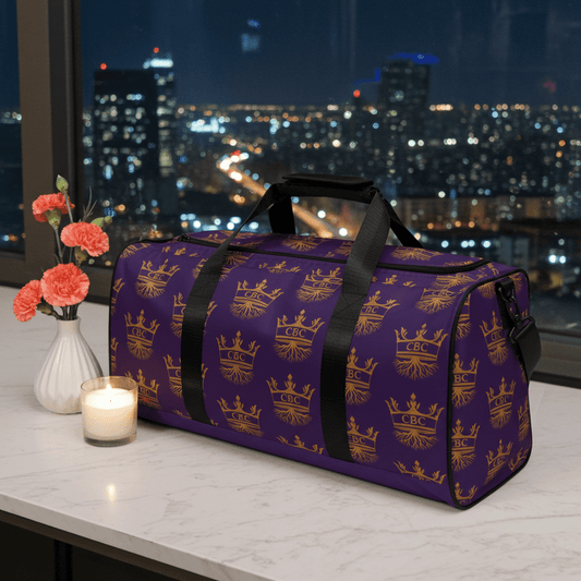 CBC Luxury Duffle Bag – Purple Crown Edition lifestyle product image featuring CBC design and brand styling. 