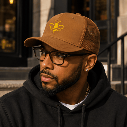 MHA Signature Snapback featuring the iconic Honey Bee design in a premium lifestyle look.