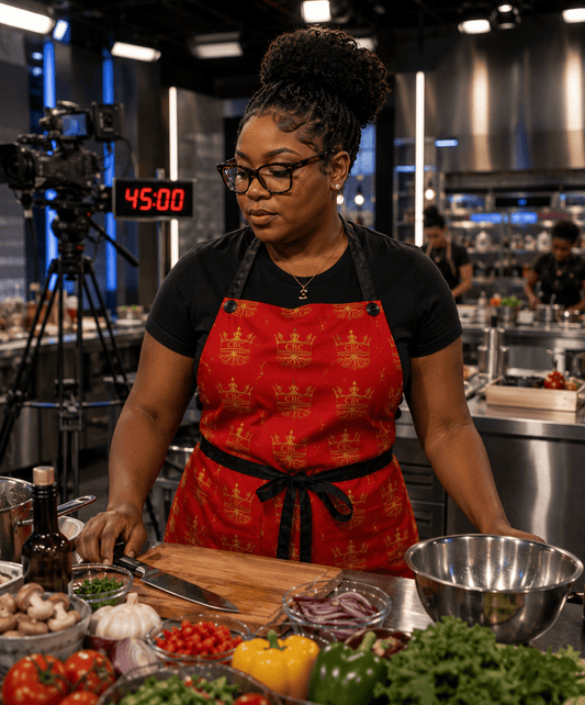CBC Chef's Apron (Red) lifestyle product image featuring CBC design and brand styling. 