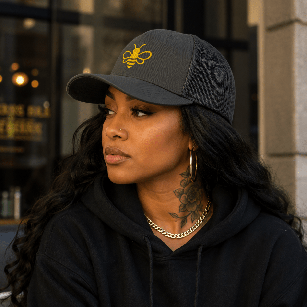 MHA Signature Snapback featuring the iconic Honey Bee design in a premium lifestyle look.