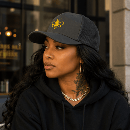 MHA Signature Snapback featuring the iconic Honey Bee design in a premium lifestyle look.