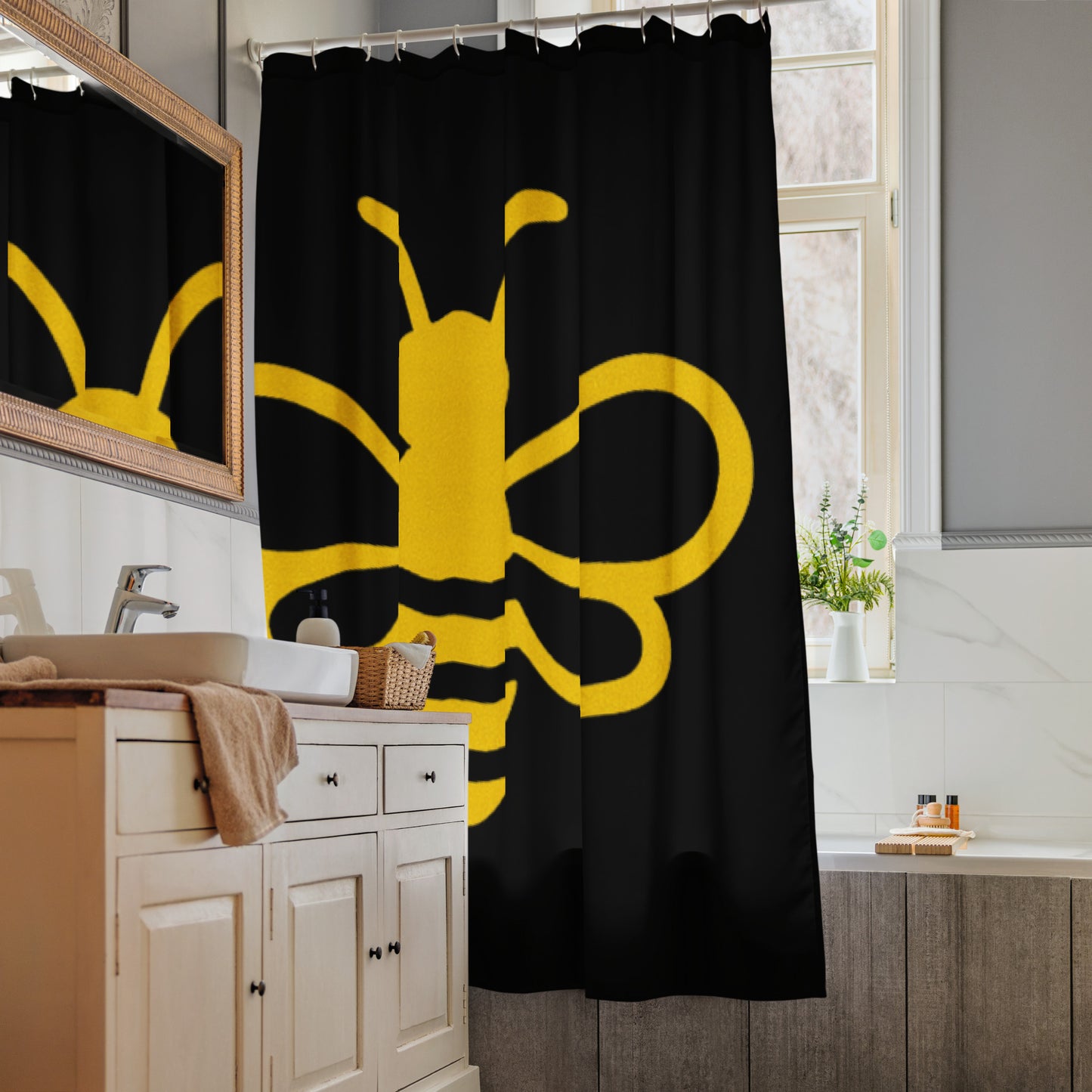 MHA Bee Inspired Shower (Black) Curtain – branded streetwear item