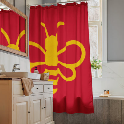Bee Inspired Shower Curtain (Red) lifestyle product image featuring MHA design and brand styling. 