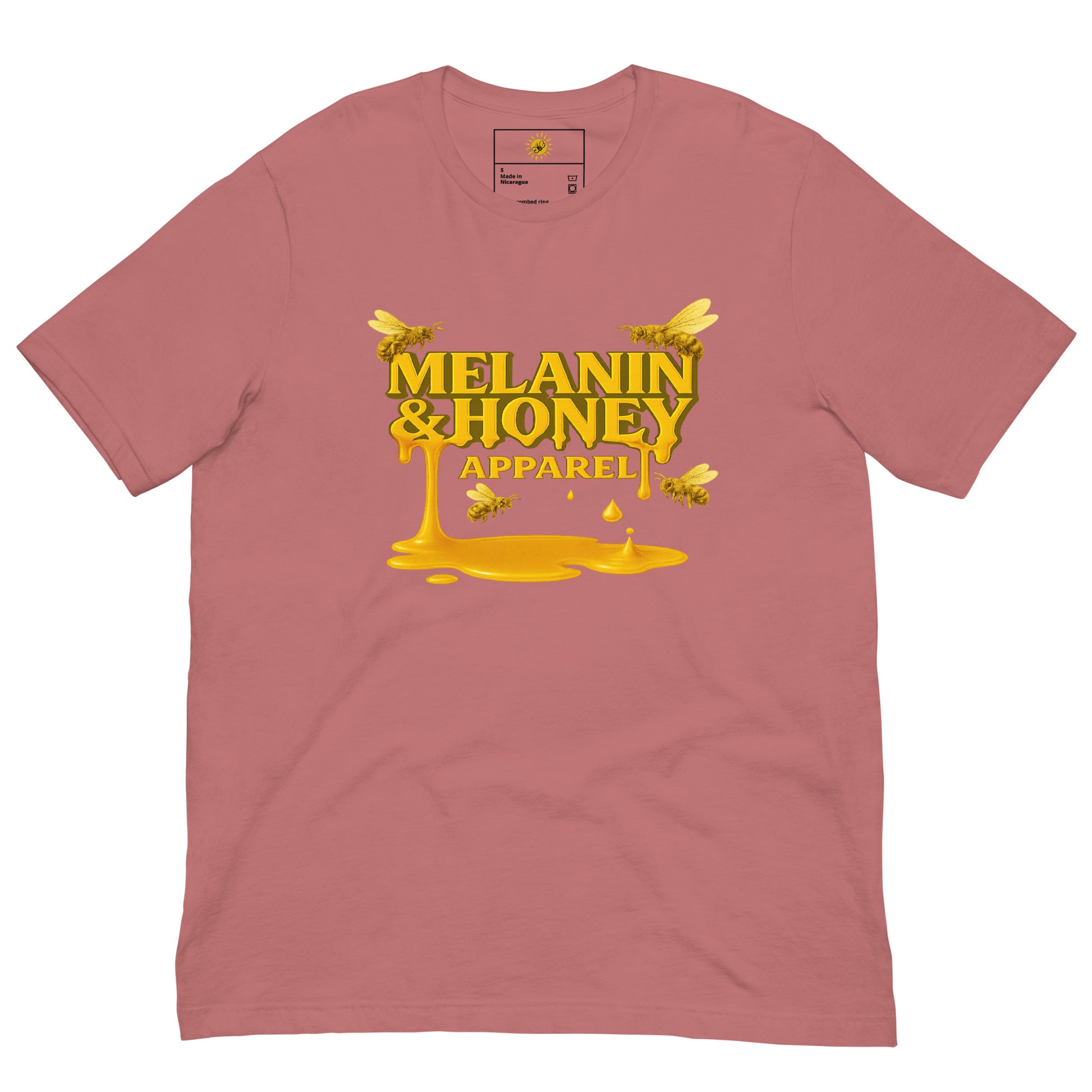 MHA Honey Drip Premium Short Sleeve Tee with gold honey-drip design displayed on a clean background.