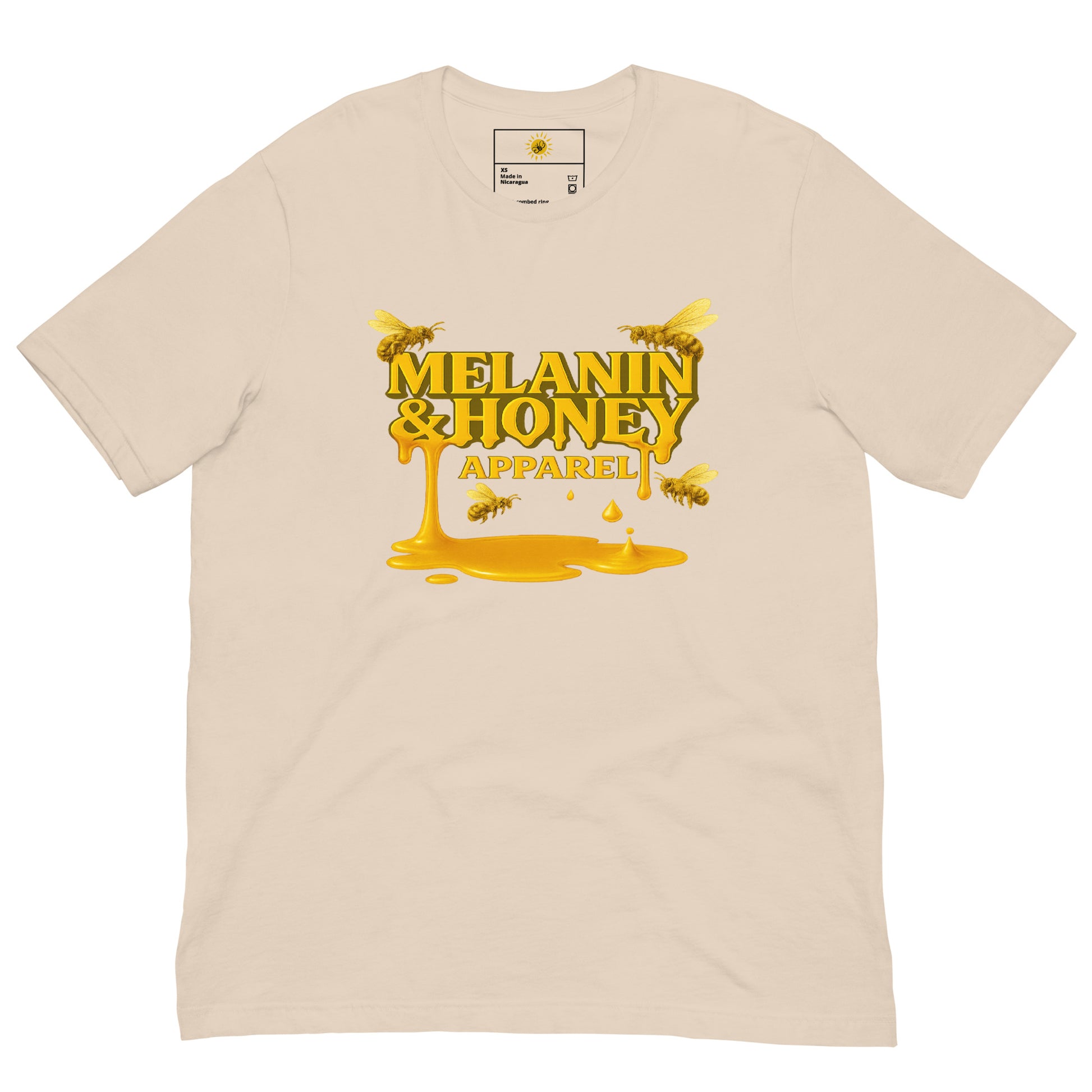 MHA Honey Drip Premium Short Sleeve Tee with gold honey-drip design displayed on a clean background.