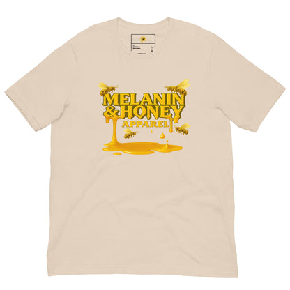 MHA Honey Drip Premium Short Sleeve Tee with gold honey-drip design displayed on a clean background.